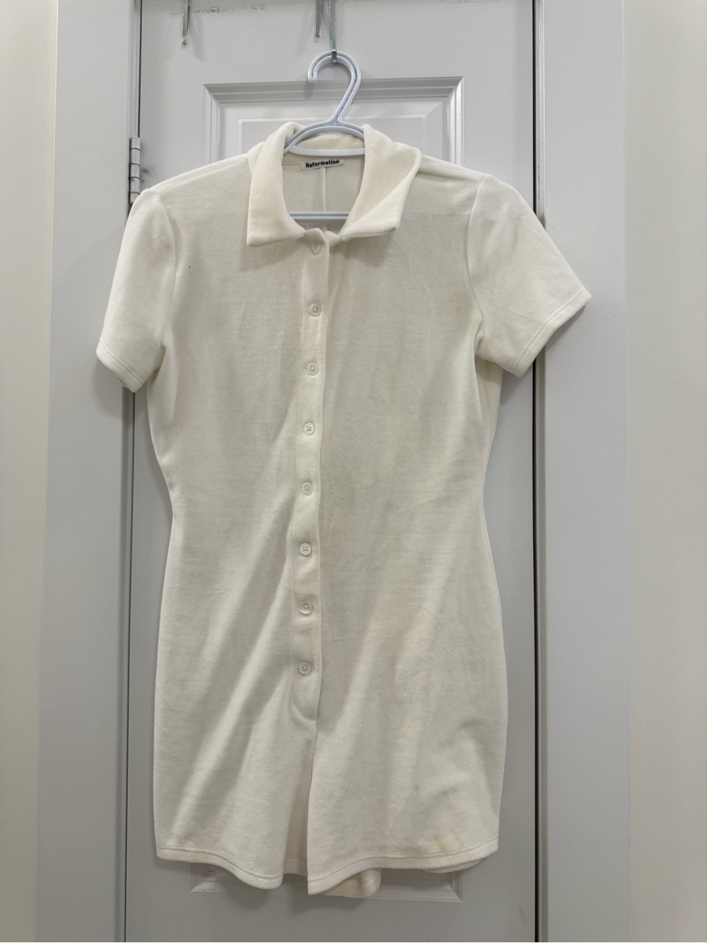 Reformation cream velour romper